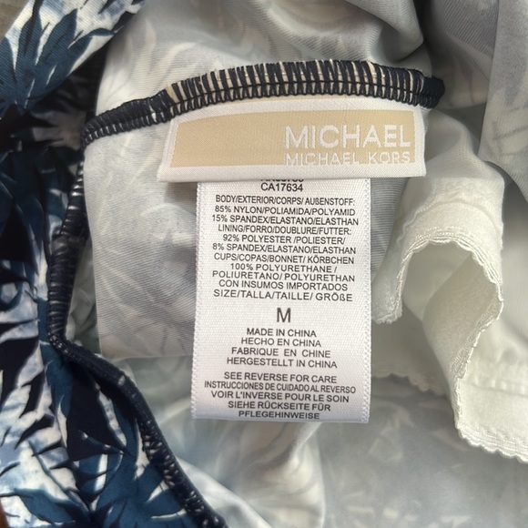 MICHAEL Michael Kors Blouson High Neck Tankini Top - Palm Mix. - Picture 10 of 13